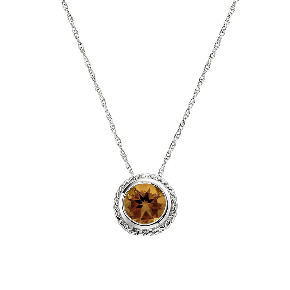solitaire gemstone pendant, solitaire gemstone necklace, bezel gemstone gold necklace, Citrine nautical pendant