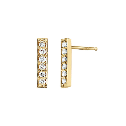 Gold diamond bar earrings, diamond earrings modern