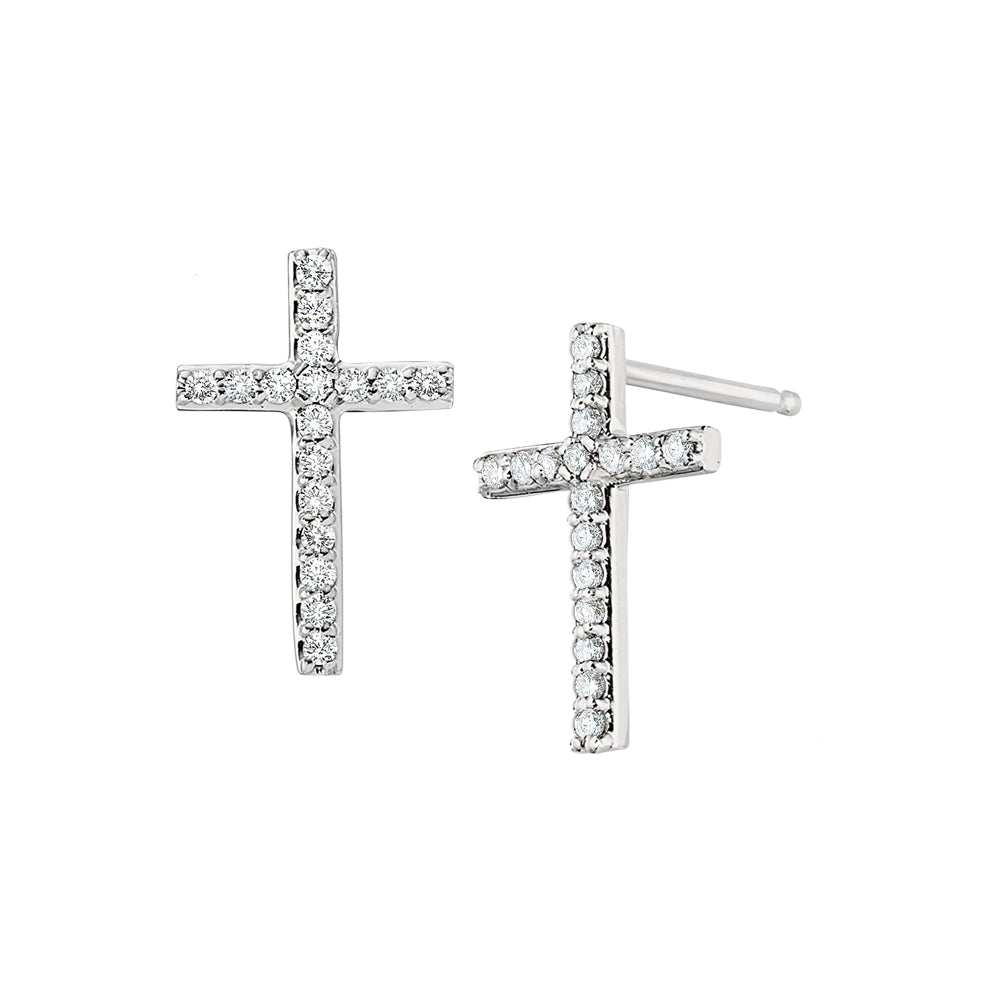 Simple Diamond Cross Jewelry, Simple Diamond Cross Earrings, Cross Jewelry, Easter Jewelry, First Communion Jewelry, Diamond Cross Jewelry, Diamond Cross Earrings