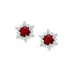 Ruby Halo Earrings, Ruby and Diamond Earrings, Diamond Halo Ruby Earrings