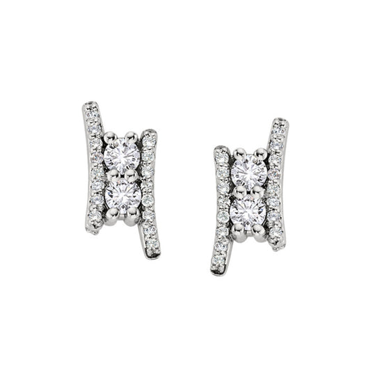 two stone diamond earrings, diamond bypass earrings, symbolic diamond earrings, romantice jewelry