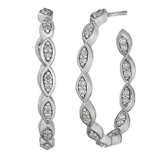 marquis diamond earring hoops, inside out hoop earrings, vintage inside out hoops