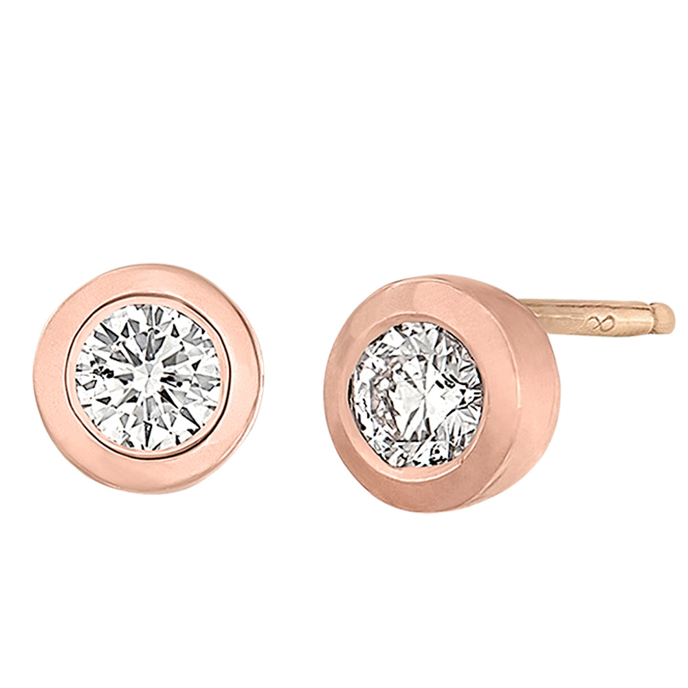 modern diamond bezel studs, modern diamond earrings, 