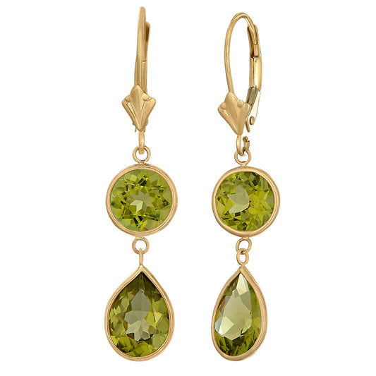 peridot dangle earrings, boho gold peridot earrings, Fleur de Lis Gemstone Earrings, Dangle Earrings