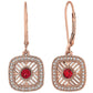snowflake halo earrings, pink gold pink stone halo earrings