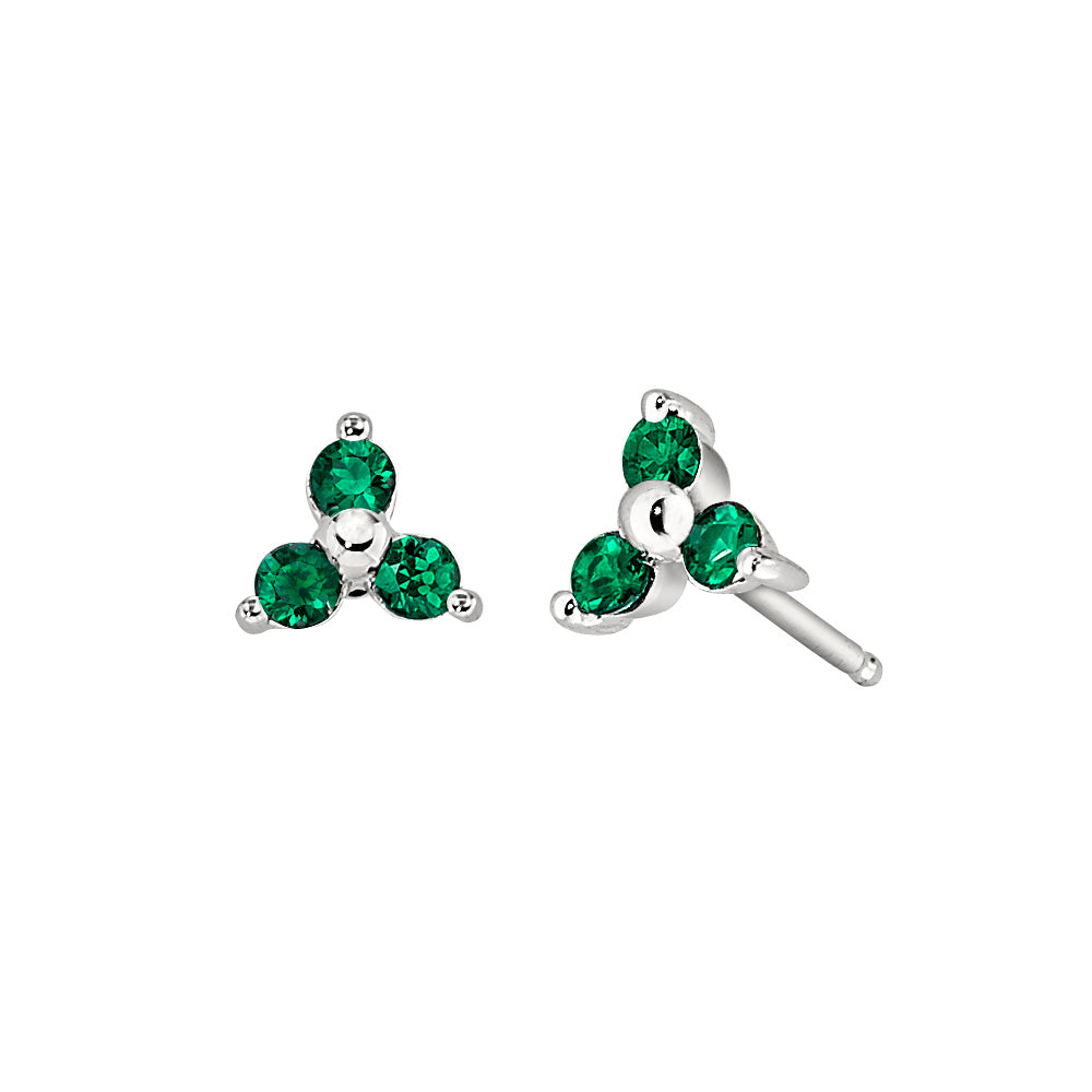 May birthstone, Emerald Earring, Emerald Earring, flower earring, flower earring, diamond and emerald jewelry