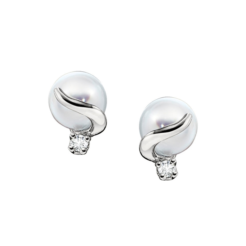 diamond and pearl earrings, simple diamnd and pearl jewelry, unique pearl studs