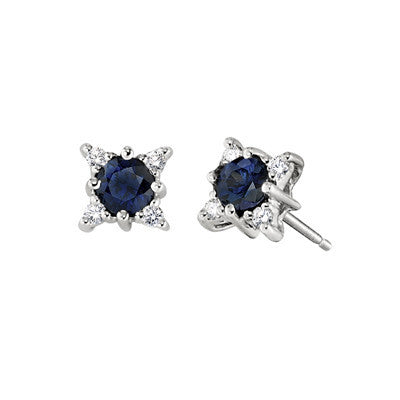 diamond and sapphire earrings, sapphire and diamond earrings, made in USA jewelry, david connolly jewelry, engel brothers