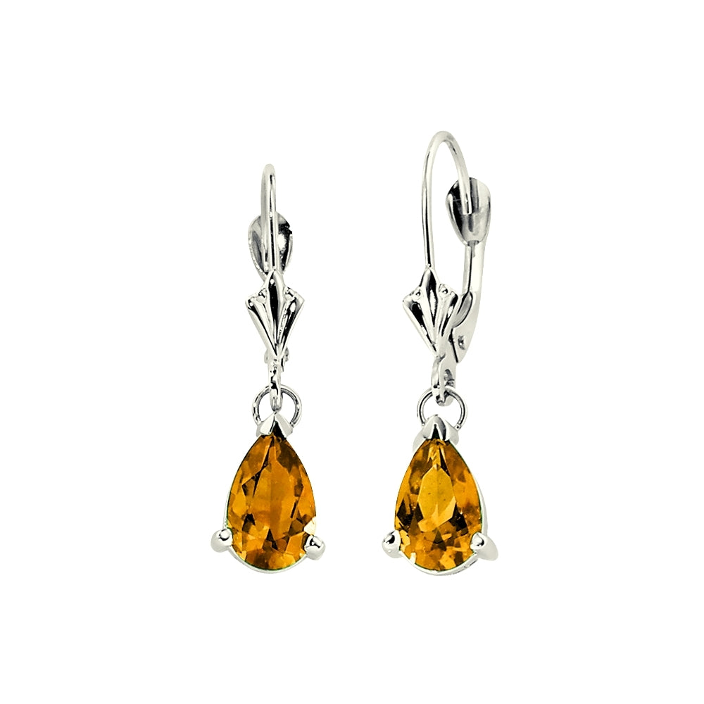 Fleur De Lis Gemstone Earrings, November Birthstone Earrings, Citrine Birthstone Earrings, Dangle Citrine Earrings, Lever Back Citrine Earrings