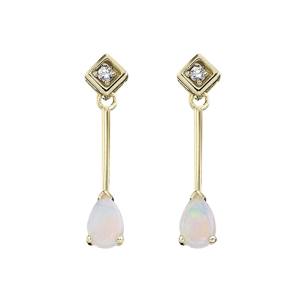 opal and diamond dangle earrings, long opal earrings, opal and diamond gold earrings, modern opal jewelry