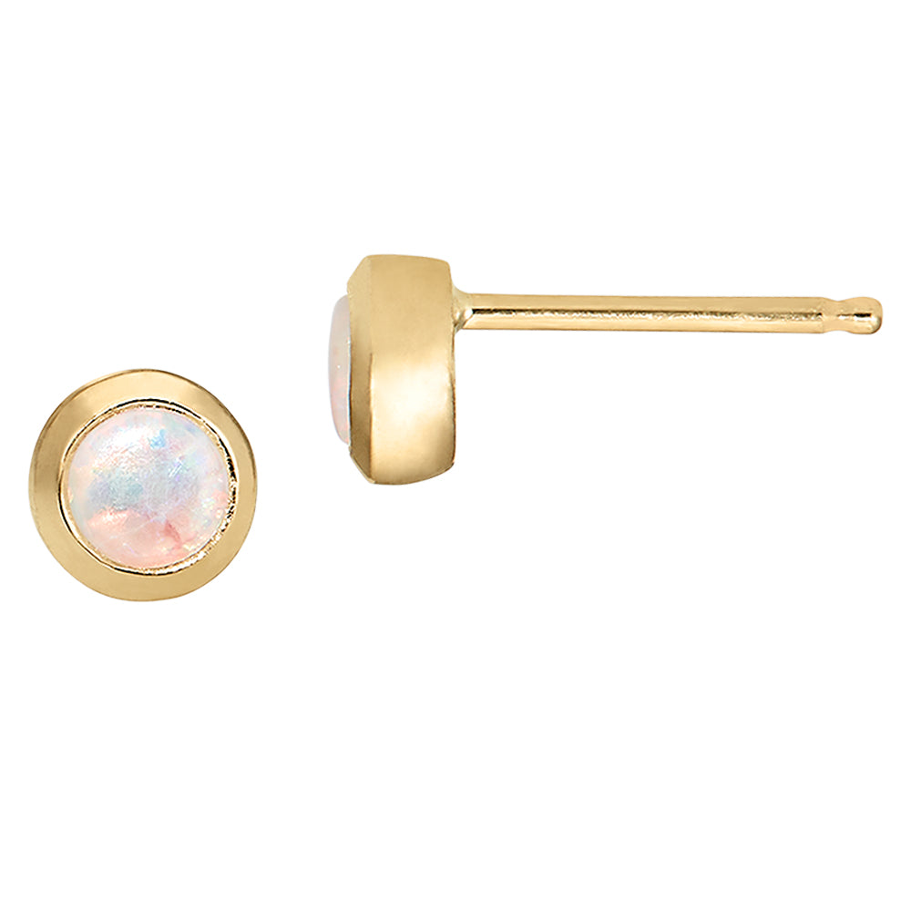 modern Opal Studs Earrings, modern birthstone earrings, bezel gemstone studs, bezel gemstone earrings