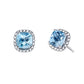 March Birthstone, halo gemstone earrings, gemstone halo earrings, aquamarine earrings, aquamarine and diamond gold earrings