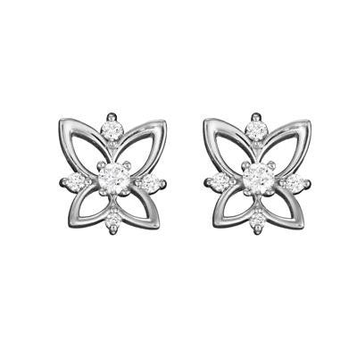 butterfly diamond earrings, diamond flower earrings, unique diamond earrings, modern flower earrings