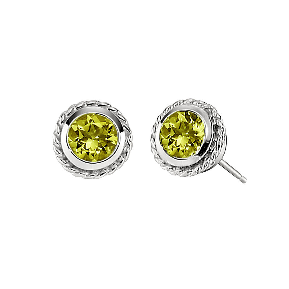 vintage peridot earrings, simple peridot earrings, unique birthstone studs, coin edge jewelry