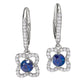 Flower sapphire and diamond earrings, formal sapphire and diamond earrings, gemstone diamond flower earrings