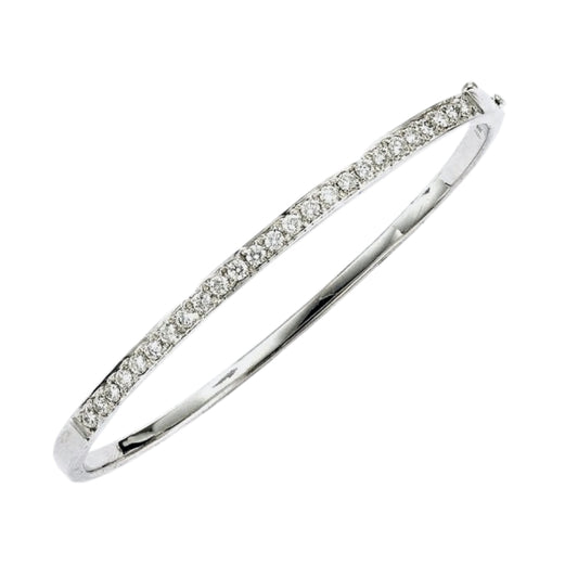 Simple Diamond Bangle in 14K White Gold
