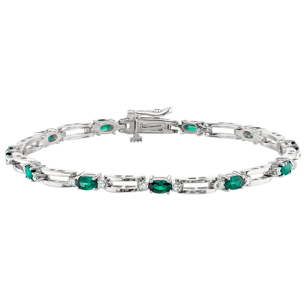 emerald and diamond bracelet, gemstone bracelet, women's tennis bracelets 