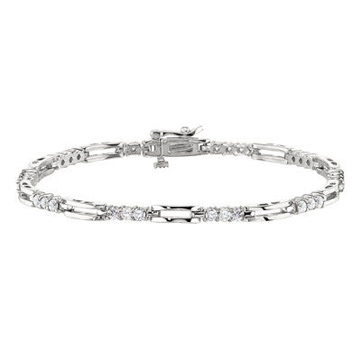 diamond tennis bracelet, three stone diamond bracelet, made in USA jewelry, unique diamond bracelet, diamond link bracelet