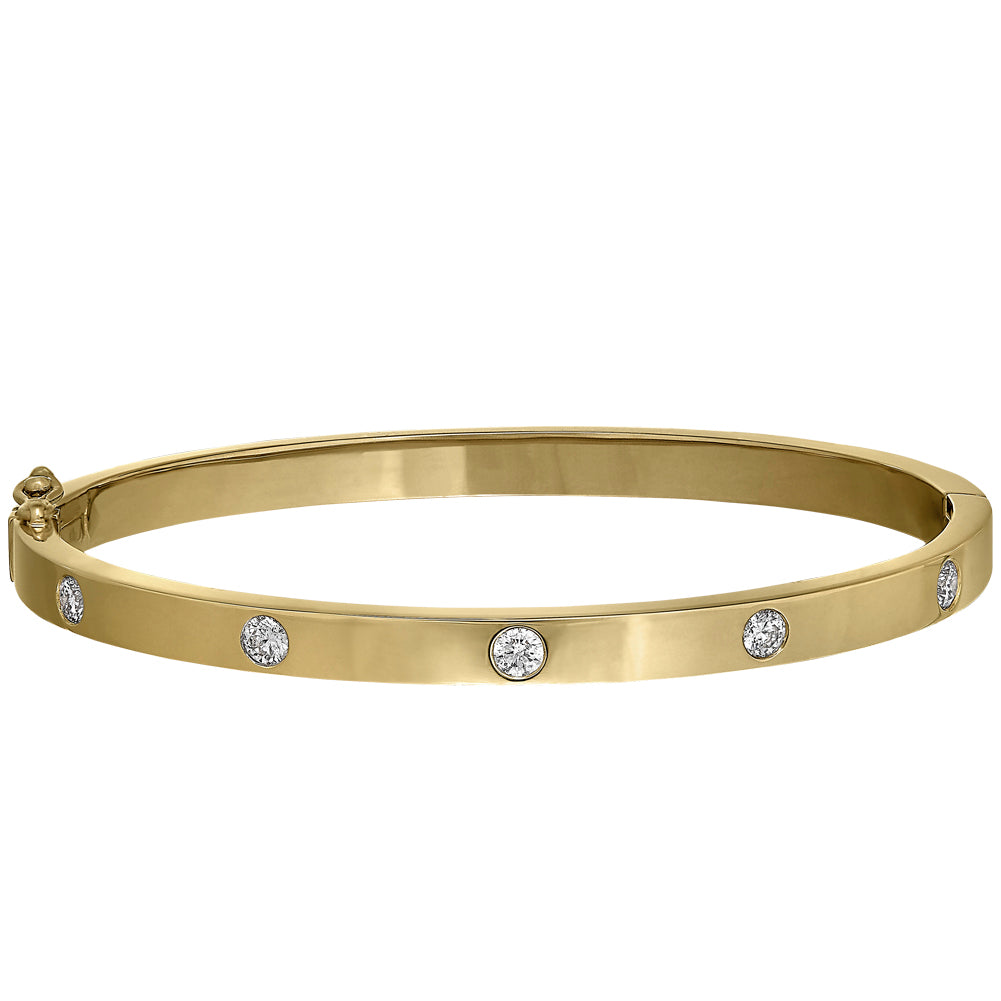 modern diamond bangle, bezel diamond bracelet, simple diamond bangle bracelet, stackable bangle bracelet