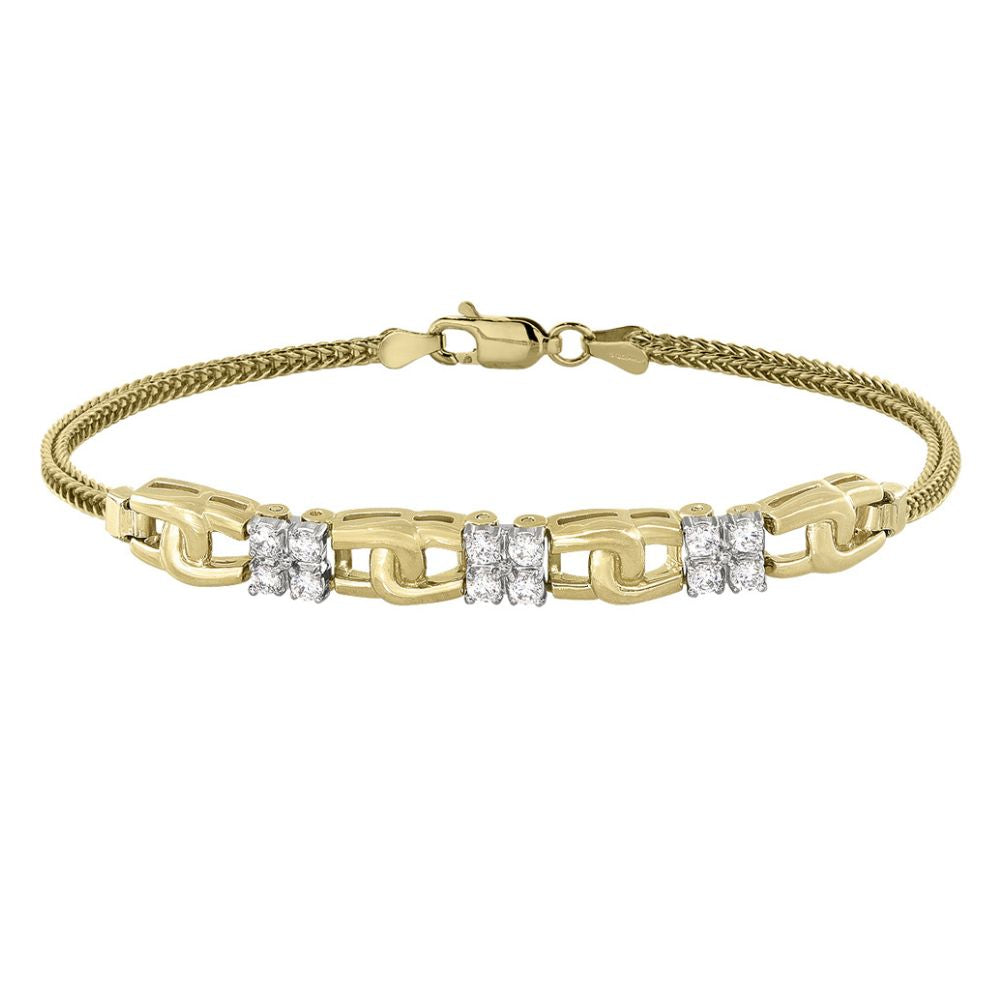 Jabel Retro Add-a-Section Diamond Cluster Bracelet Collectin with Diamond Clusters and Chain Link Detail