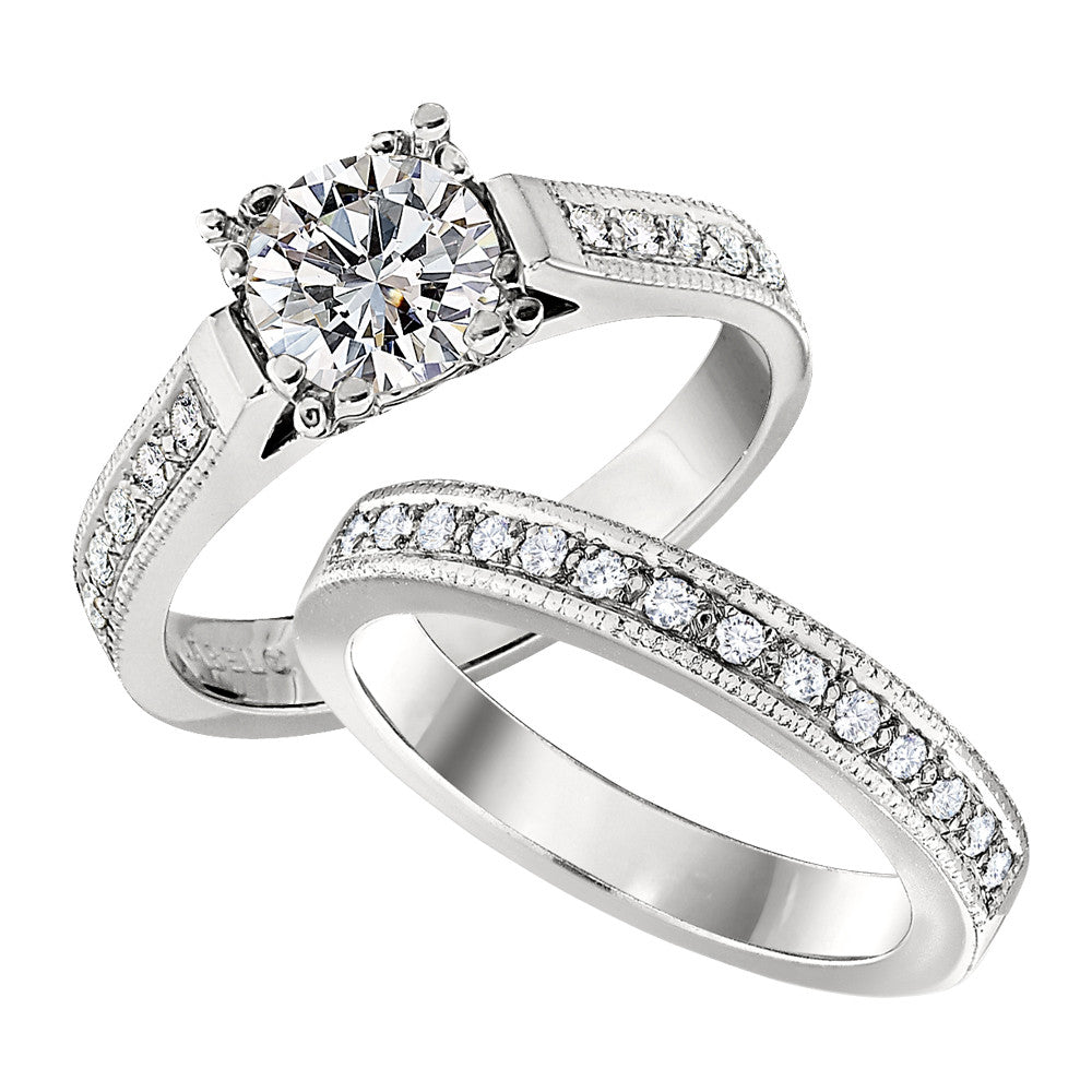 matching wedding bands, channel set engagement ring with matching wedding band, matching wedding band, matching diamond band