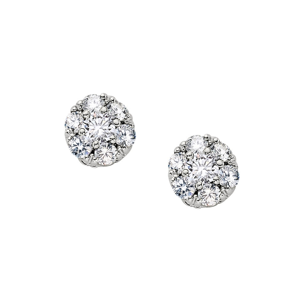 diamond cluster earrings, round diamond earrings, diamond stus, Jabel diamond earrings