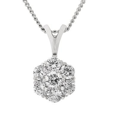 April birthstone, diamond cluster necklace, diamond cluster pendant, diamond drop necklace, diamond drop pendant