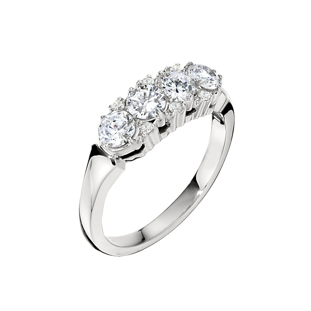 cluster ring wedding bands, four stone diamond band, four stone wedding ring, Jabel wedding rings, die struck wedding rings