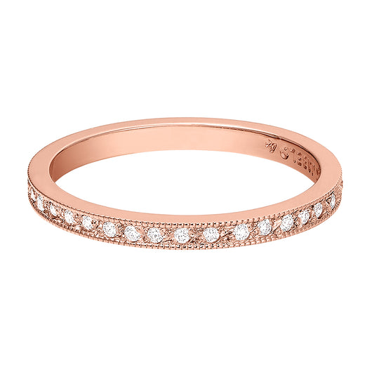 vintage pink gold diamond band, pink gold old fashion wedding band