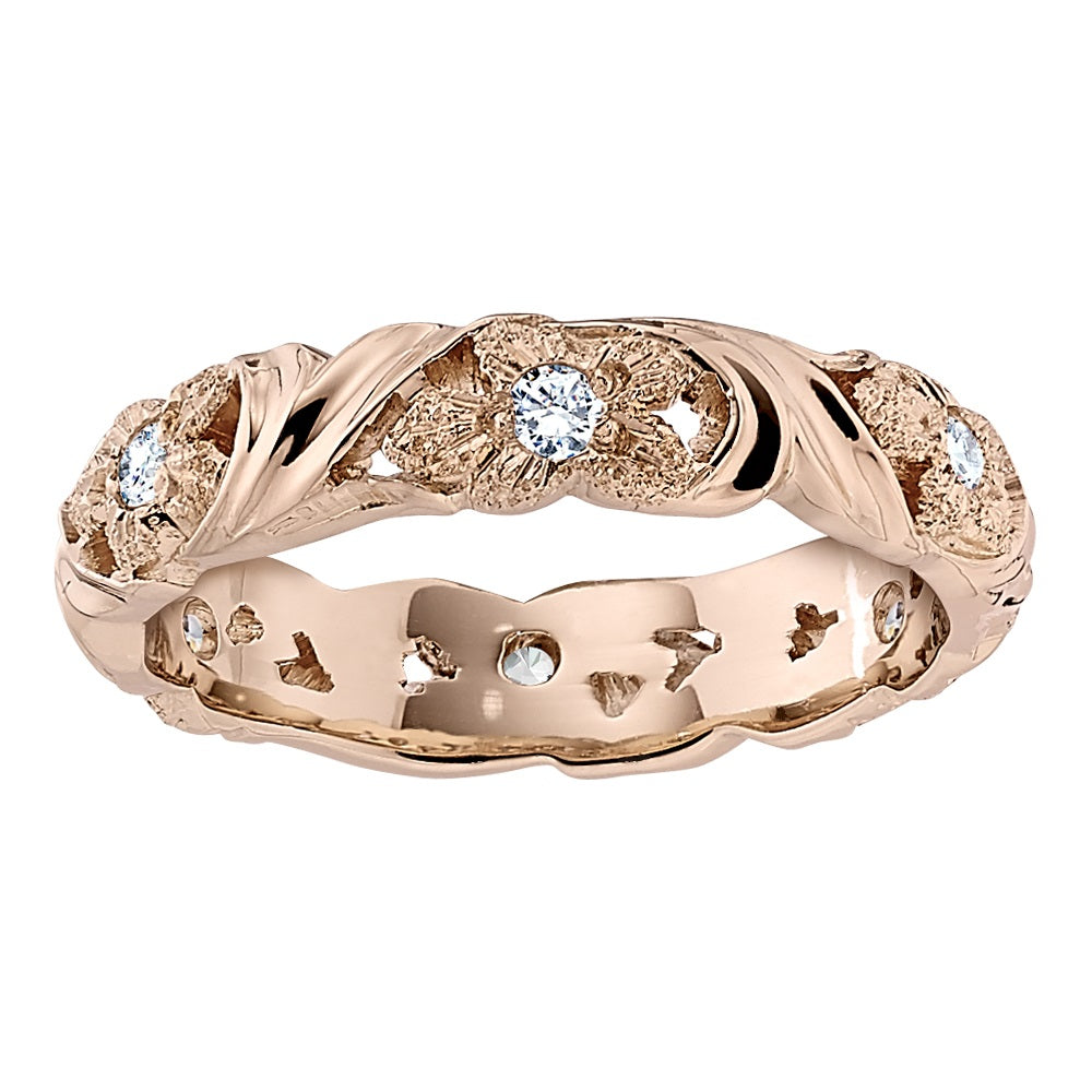 Flower Wedding Ring, vintage wedding bands, three dimensional flower ring, 3D flower Wedding band, rose gold wedding bands