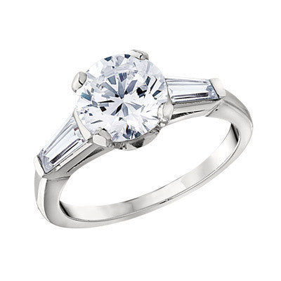 classic engagement ring settings, baguette engagement rings, three stone engagement rings
