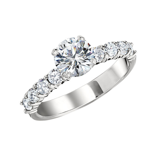 classic diamond engagement ring, diamond sided engagement ring, 18KT engagement rings, engagement ring settings