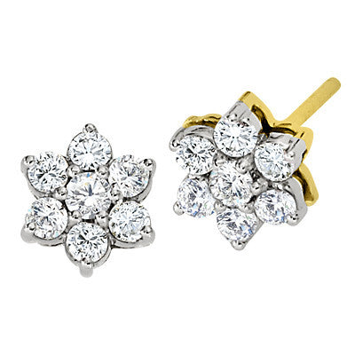 fancy diamond earrings, diamond studs, cluster diamond earrings, made in USA jewelry, die struck jewelry