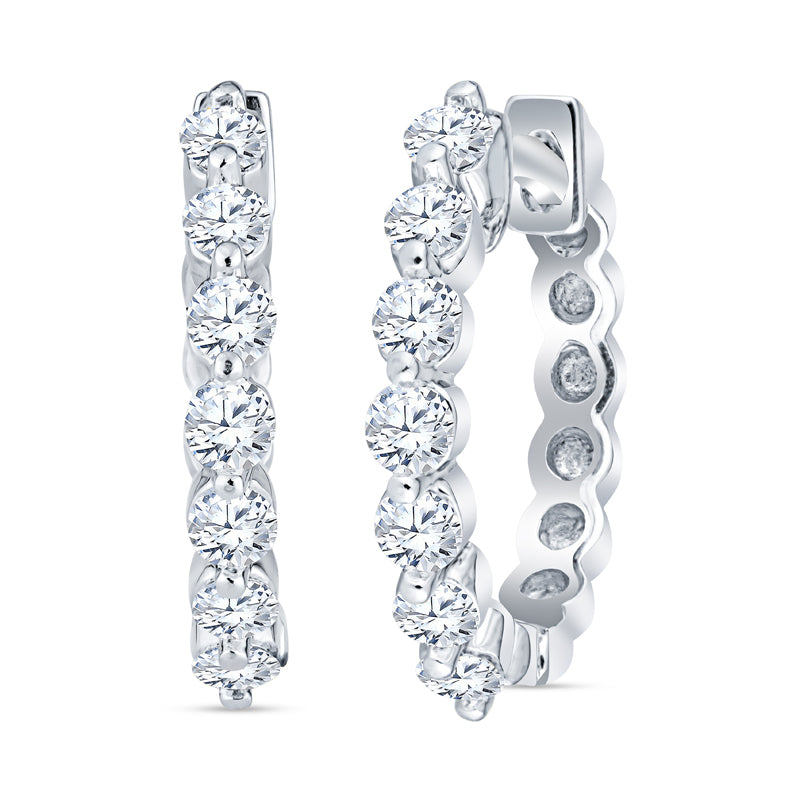 Classic diamond hoop earrings, diamond common prong earrings, simple diamond hoops