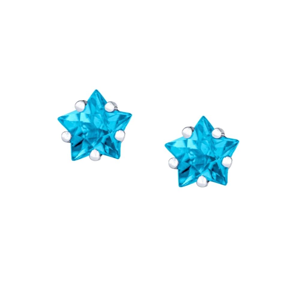 Blue topaz star, blue topaz star earrings, star jewelry, gemstone start, star gold earrings