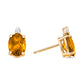 Citrine gold earrings, citrine diamond earrings, citrine diamond gold earrings, oval checkerboard gemstone earrings