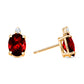 garnet gold earrings, garnet diamond earrings, garnet diamond gold earrings, oval checkerboard gemstone earrings