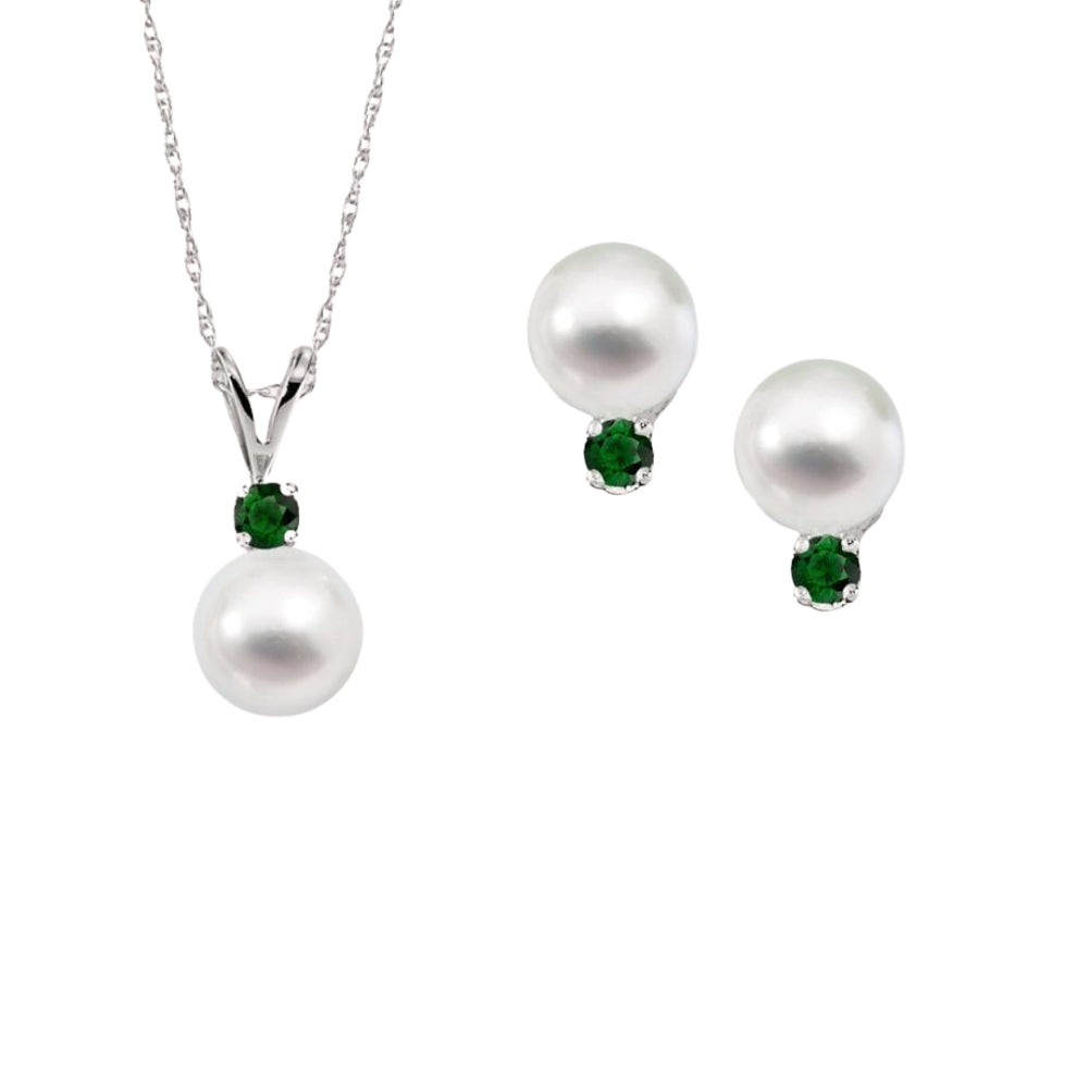 Classic pearl gemstone earrings, Queen Elizabeth style earrings, gemstone and pearl gold earrings, simple pearl studs