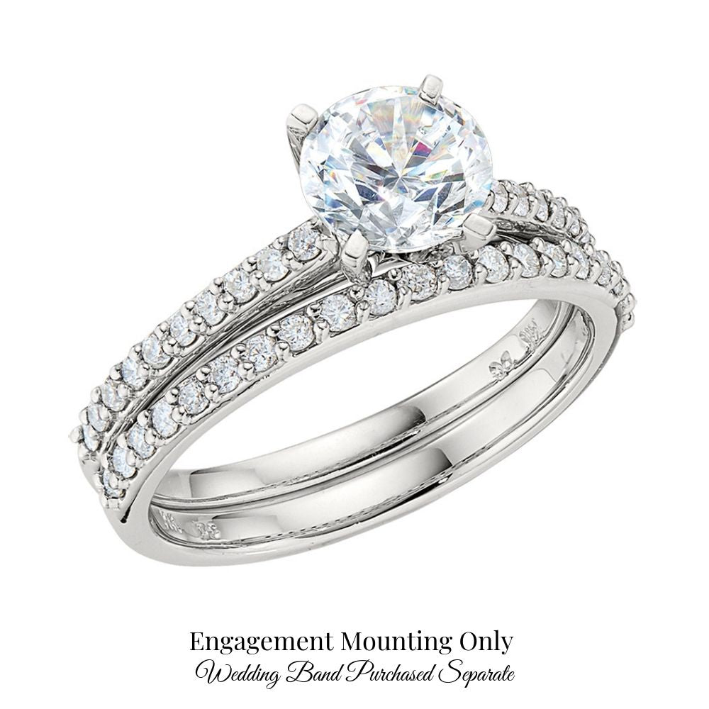 classic diamond band engagement ring, common prong diamond band engagement ring, simple diamond band engagement ring