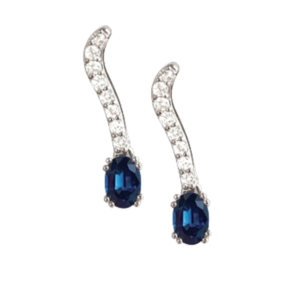 sapphire earrings, diamond and sapphire earrings, sapphire drop earrings, sapphire dangle earrings 