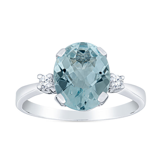 aquamarine diamond ring, semi-precious ring, aquamarine and diamond ring