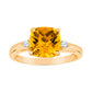 citrine rings, citrine diamond rings, cushion gemstone rings