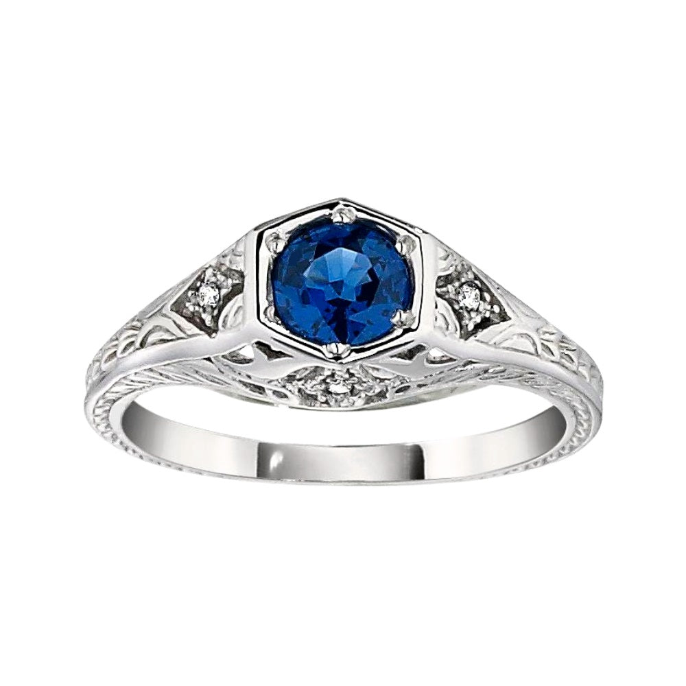 September birthstone, antique style engagement rings, sapphire engagement rings, vintage style ring, antique style ring, sapphire and diamond ring, antique style rings, sapphire diamond gold ring, vintage sapphire gold ring, vintage sapphire diamond gold ring