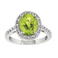 halo ring, gemstone halo pendant, fancy gemstone ring, peridot and diamond ring