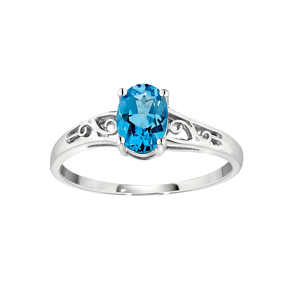 Sterling Silver Sky Blue topaz bezel set white topaz three stone ring |  Theresa Pytell | Jewelry Design