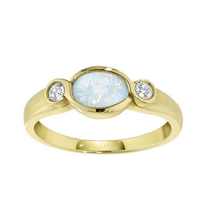 modern opal ring, east west opal ring, bezel opal ring, opal and dimaond contemporary ring, opal diamond gold ring, modern opal rings