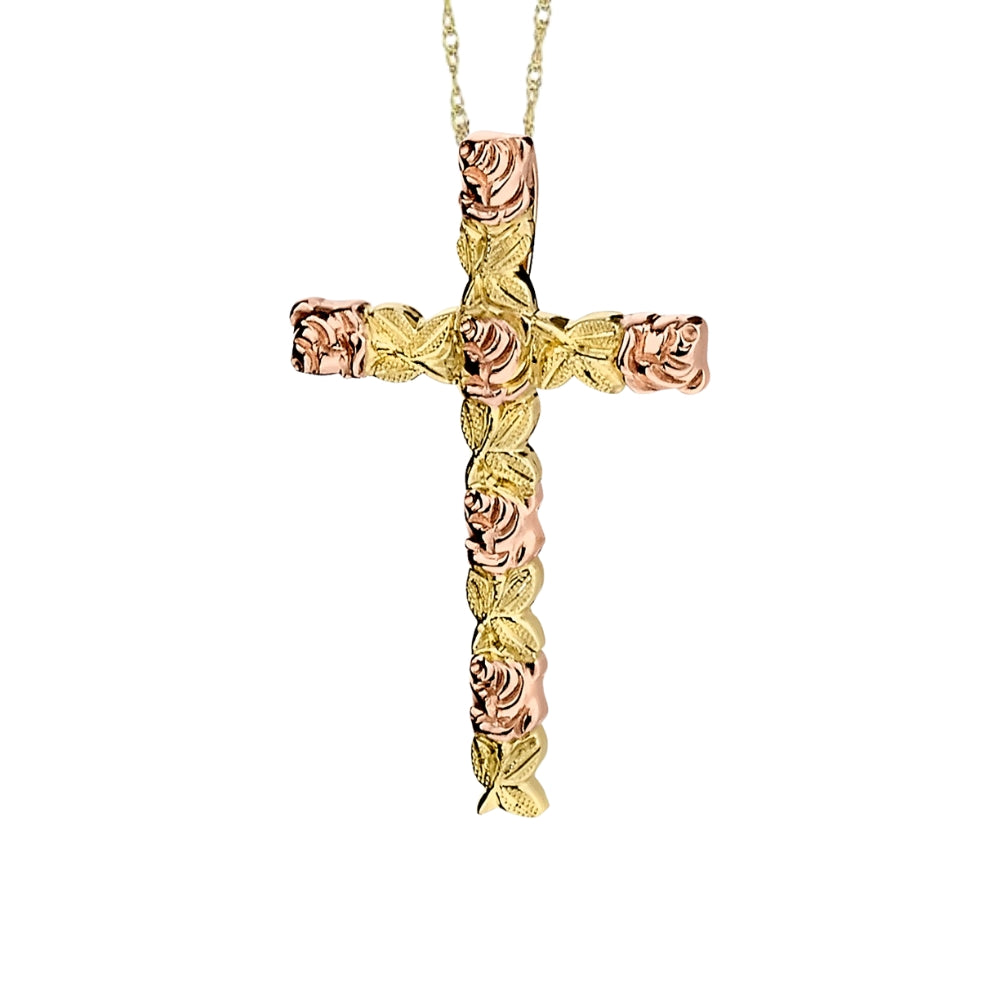 pink and green cross pendant, hand engraved cross pendant, unique cross pendant, carved cross pendant, die struck cross pendant