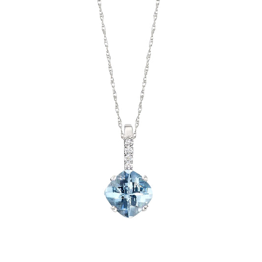Aquamarine and Diamond Gold Pendant, Aquamarine and Diamond Dangle Necklace, Aquamarine Gold Pendant, March Birthstone Jewelry, March Birthstone Pendants
