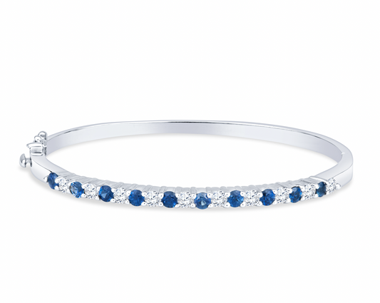 Sapphire and Diamond Bangle, Gemstone Bangle Bracelet, Sapphire Bangle Bracelets