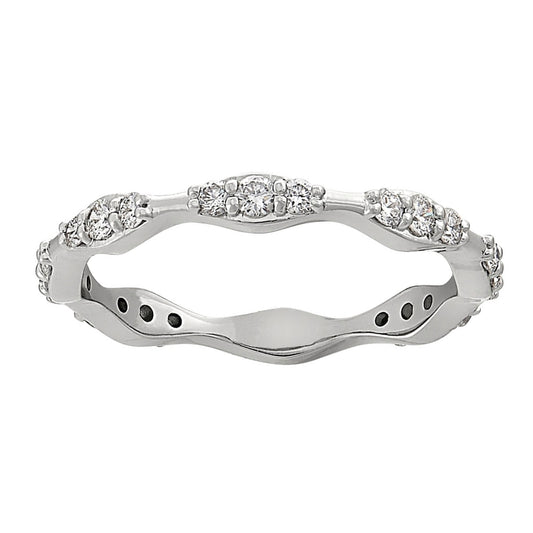 Stackable Diamond Bands, Stacking Diamond Rings, Scalloped Diamond Bands